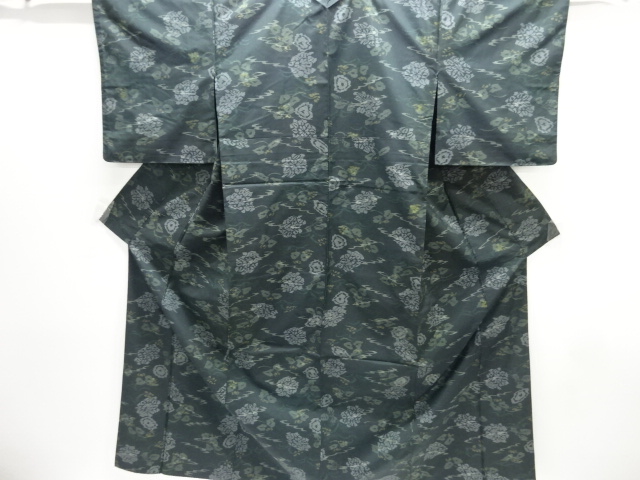 JAPANESE KIMONO / SATSUMA OSHIMA TSUMUGI / WOVEN FLOWER